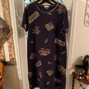 Vintage Key Wear Elephant Midi Dress SS L
